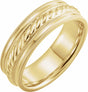 14K Yellow Gold 7 mm Milgrain Edge Rope Comfort-Fit Half Round Band Size 9