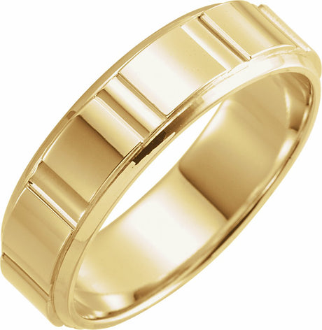 14K Yellow 6 mm Patterned Band Size 5.5