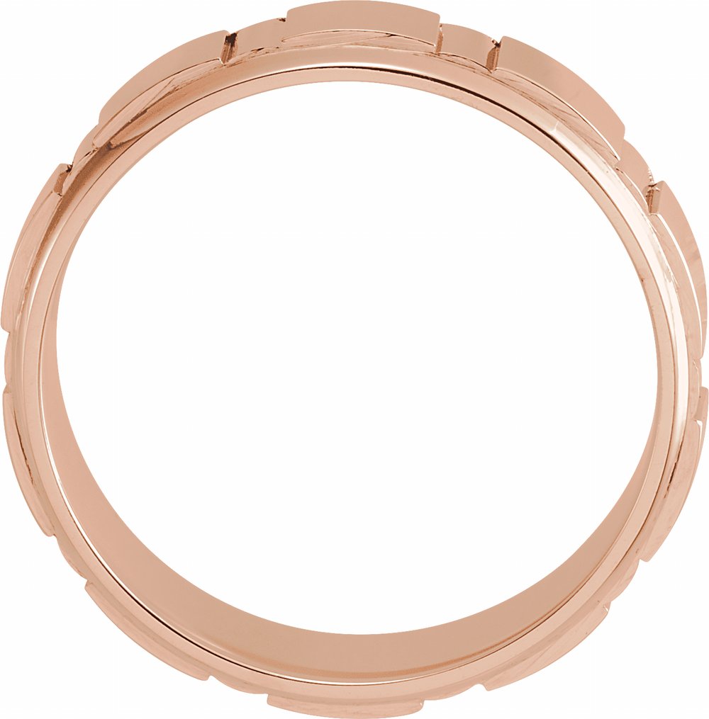 10K Rose Gold 6 mm Grooved Flat Band Size 10.5
