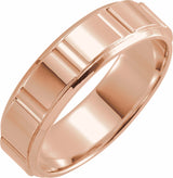 10K Rose Gold 6 mm Grooved Flat Band Size 10.5