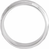 14K White Gold 7 mm Beveled-Edge Comfort-Fit Half Round Band with Hammer Finish Size 8.5