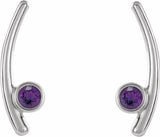 14K White Natural Amethyst Ear Climbers