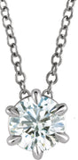 14K White 1 CT Lab-Grown Diamond Solitaire 16-18" Necklace