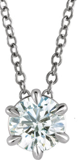 14K White Gold 5/8 CT Lab-Grown Diamond Solitaire 16-18" Necklace