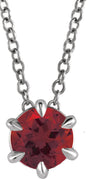 Sterling Silver 6 mm Natural Mozambique Garnet Solitaire 16-18" Necklace