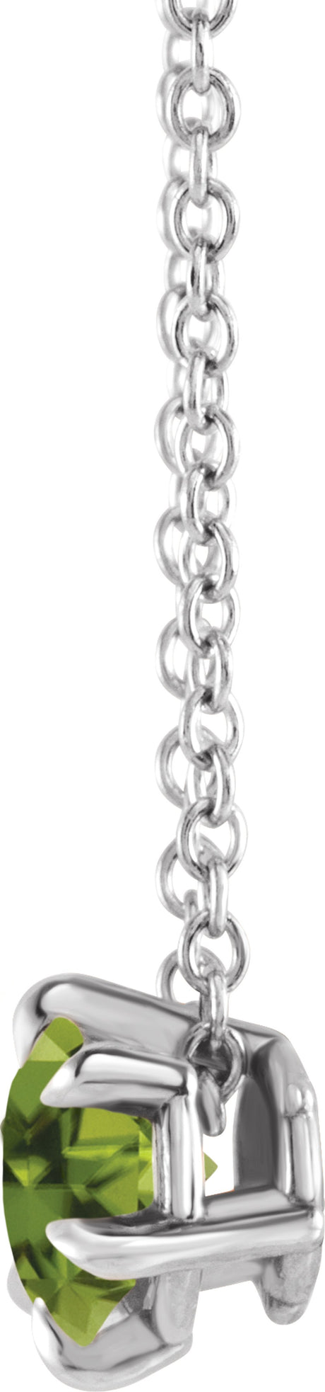 Sterling Silver 4 mm Natural Peridot Solitaire 16-18" Necklace