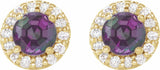 14K Yellow 4 mm Lab-Grown Alexandrite & 1/8 CTW Natural Diamond Earrings