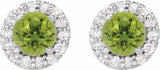 14K White Gold 4.5 mm Natural Peridot & 1/4 CTW Natural Diamond Earrings