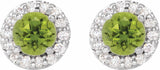 14K White Gold 5.5 mm Natural Peridot & 1/4 CTW Natural Diamond Earrings