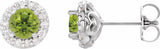 14K White Gold 5.5 mm Natural Peridot & 1/4 CTW Natural Diamond Earrings
