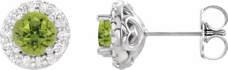 14K White Gold 4.5 mm Natural Peridot & 1/4 CTW Natural Diamond Earrings