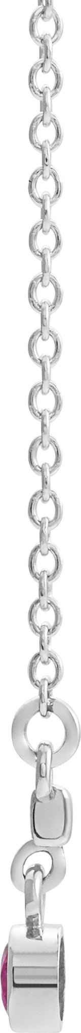 14K White Gold Natural Pink Tourmaline Bezel-Set 18" Necklace