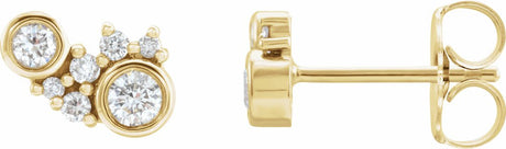 14K Yellow Gold 1/4 CTW Natural Diamond Scattered Bezel-Set Earrings