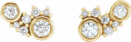 14K Yellow Gold 1/4 CTW Natural Diamond Scattered Bezel-Set Earrings