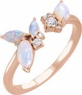 14K Rose Natural White Opal & 1/10 CTW Natural Diamond Negative Space Ring