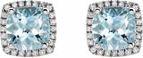 14K White Natural Aquamarine & 1/8 CTW Natural Diamond Earrings