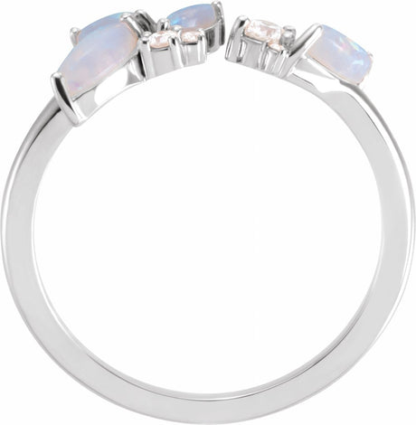 14K White Natural White Opal & 1/10 CTW Natural Diamond Negative Space Ring