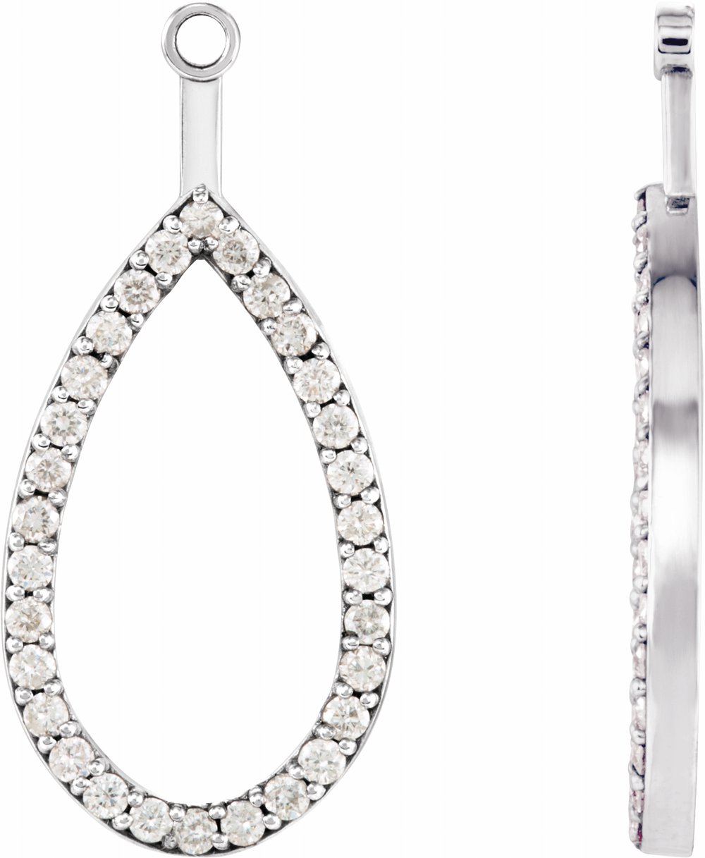 14K White 1/4 CTW Natural Diamond Teardrop Earring Jackets