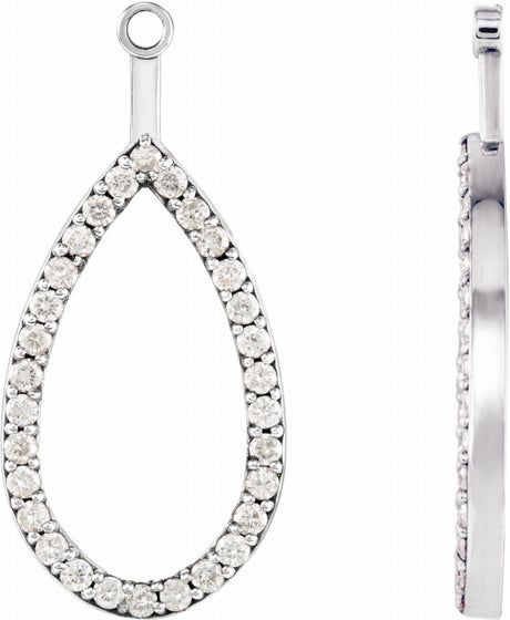 14K White Gold 1/4 CTW Natural Diamond Teardrop Earring Jackets