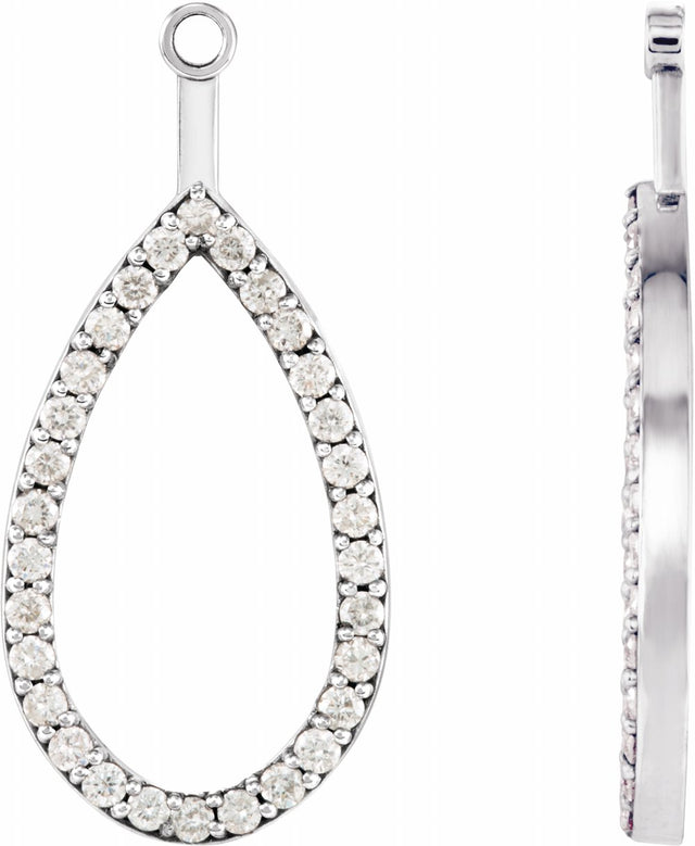 14K White Gold 1/4 CTW Natural Diamond Teardrop Earring Jackets