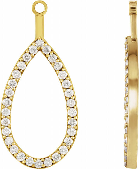 14K Yellow Gold 1/4 CTW Natural Diamond Teardrop Earring Jackets