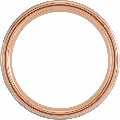 18K Rose Gold PVD Tungsten 6 mm Flat Hammered Band