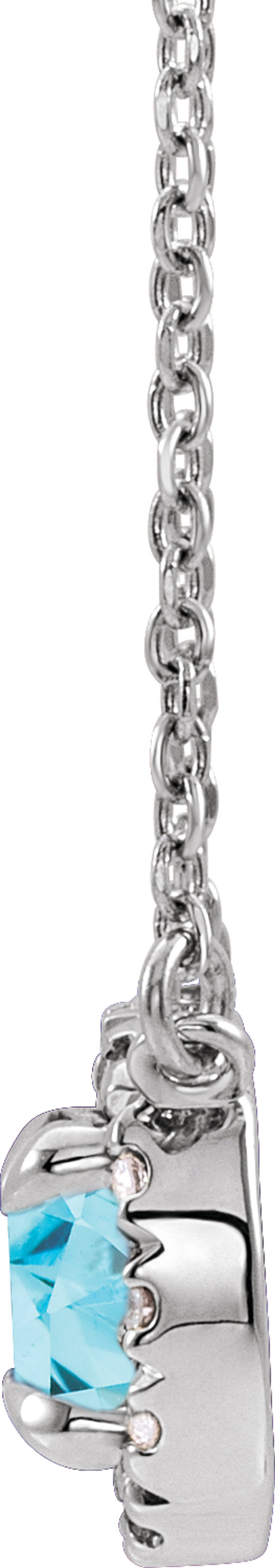 Platinum 6 mm Natural Blue Zircon & 1/6 CTW Natural Diamond 18" Necklace