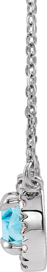 Platinum 6 mm Natural Blue Zircon & 1/6 CTW Natural Diamond 18" Necklace