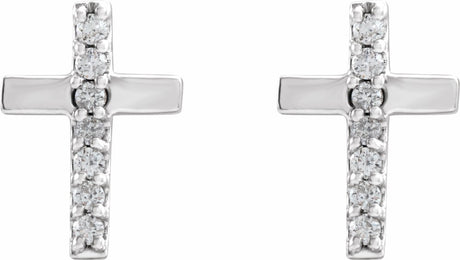 14K White .06 CTW Natural Diamond Cross Earrings