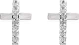 14K White .06 CTW Natural Diamond Cross Earrings