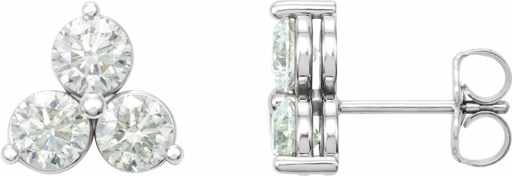 Sterling Silver 1/4 CTW Lab-Grown Diamond Three-Stone Earrings
