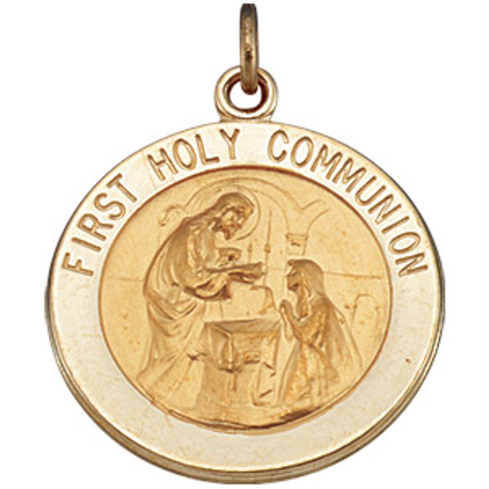 14K Yellow 15 mm First Communion Medal