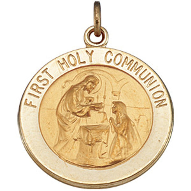 14K Yellow 15 mm First Communion Medal