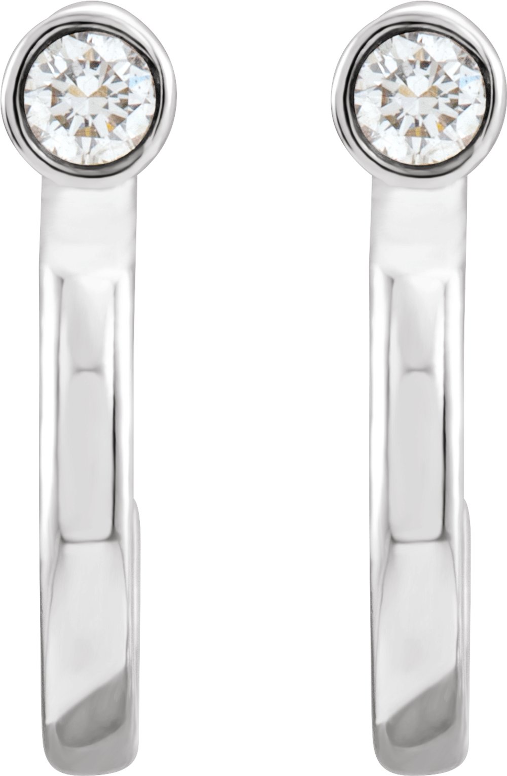 14K White 1/8 CTW Natural Diamond Huggie J-Hoop Earring