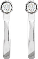 14K White 1/8 CTW Natural Diamond Huggie J-Hoop Earring