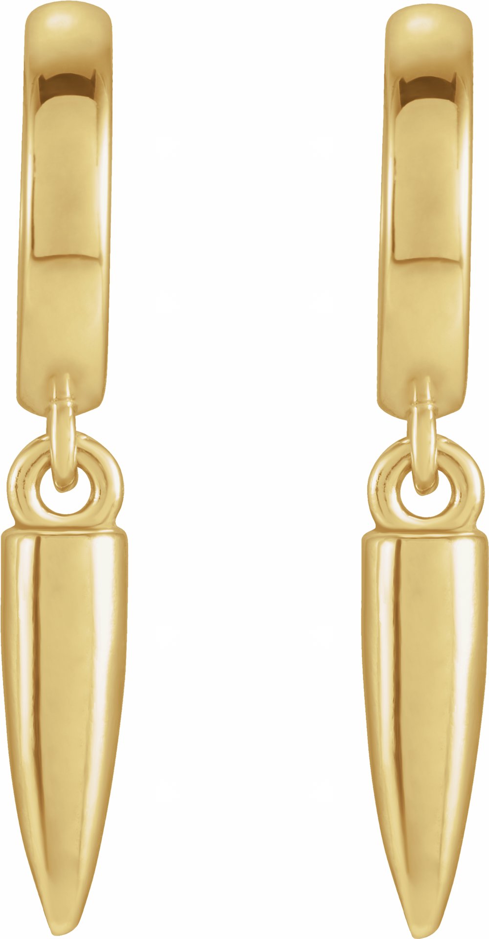 14K Yellow Spike Hinged Hoop Earrings