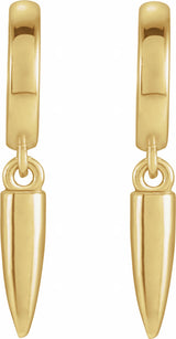 14K Yellow Spike Hinged Hoop Earrings