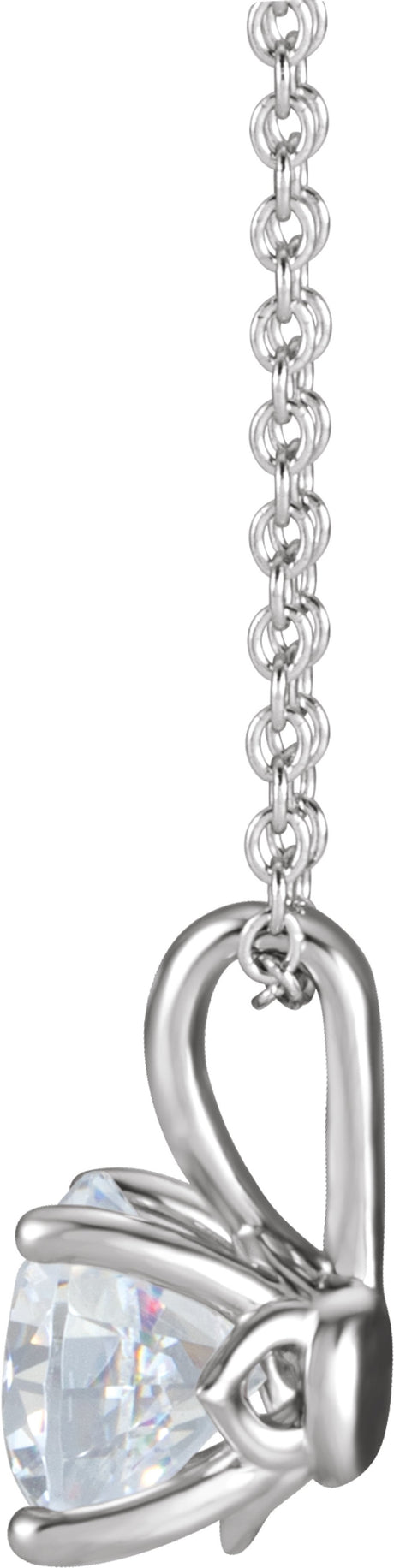 14K White Gold 1/2 CT Natural Diamond 16-18" Necklace