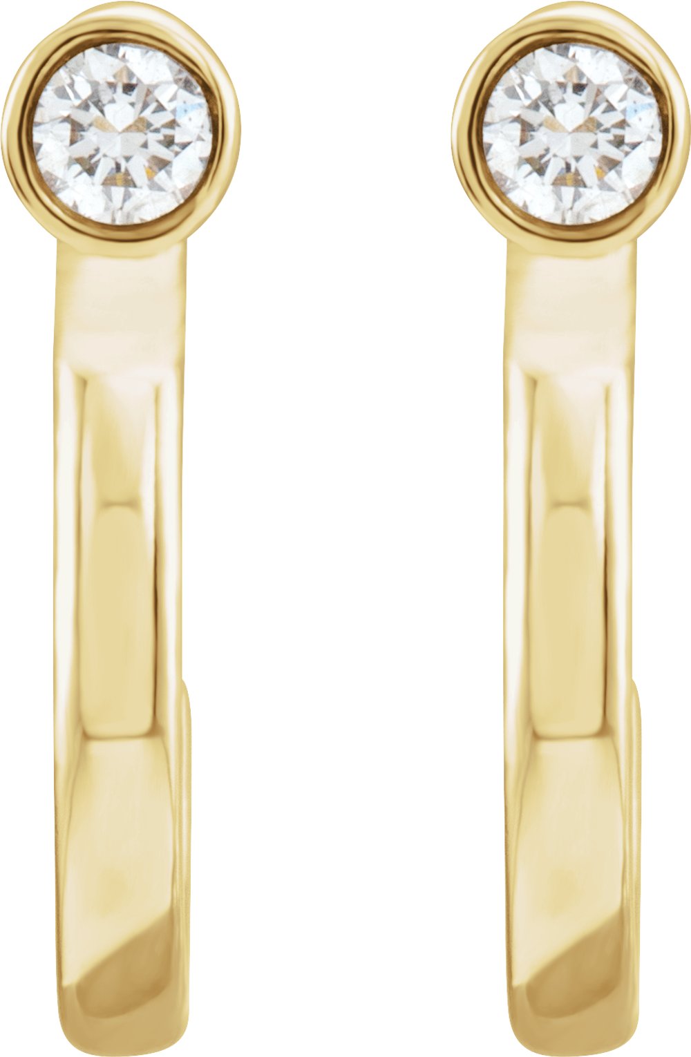 14K Yellow 0.06 CTW Natural Diamond Huggie J-Hoop Earring