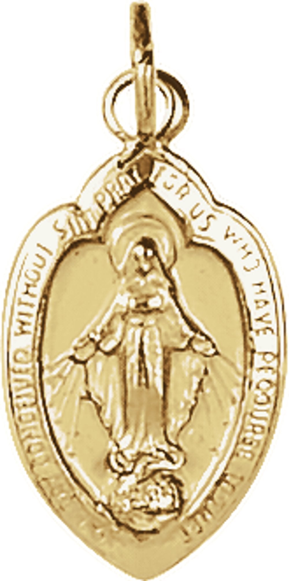 14K Yellow 13x8 mm Oval Miraculous Medal Pendant  