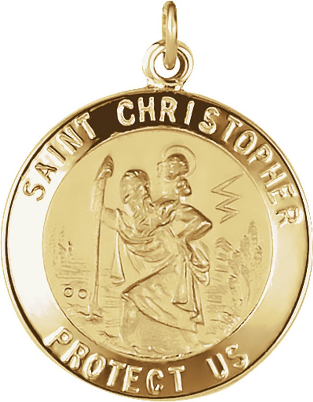 14K Yellow Gold 20 mm St. Christopher Medal