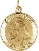 14K Yellow Gold 18 mm St. Anthony Medal