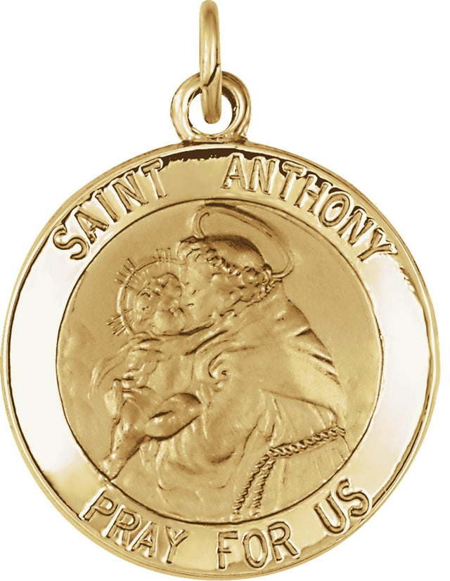 14K Yellow Gold 18 mm St. Anthony Medal