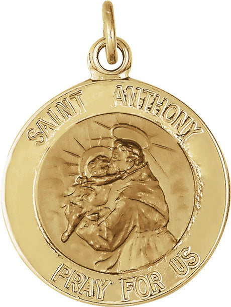 14K Yellow Gold 15 mm St. Anthony Medal