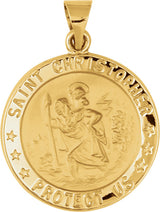 14K Yellow 22 mm Hollow Round St. Christopher Medal