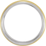 14K White/Yellow Gold 7 mm Grooved Comfort-Fit Flat Band Size 10.5