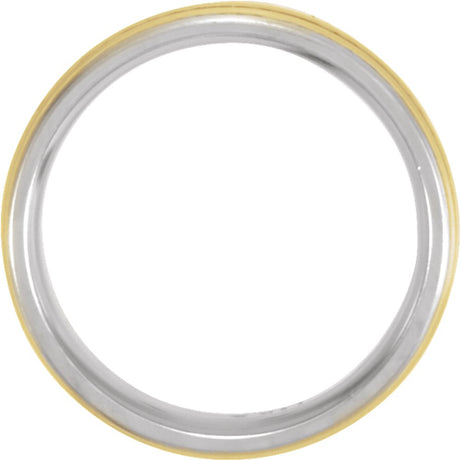 14K White/Yellow Gold 7 mm Grooved Comfort-Fit Flat Band Size 10.5