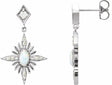 14K White Natural White Opal & 1/6 CTW Natural Diamond Star Earrings