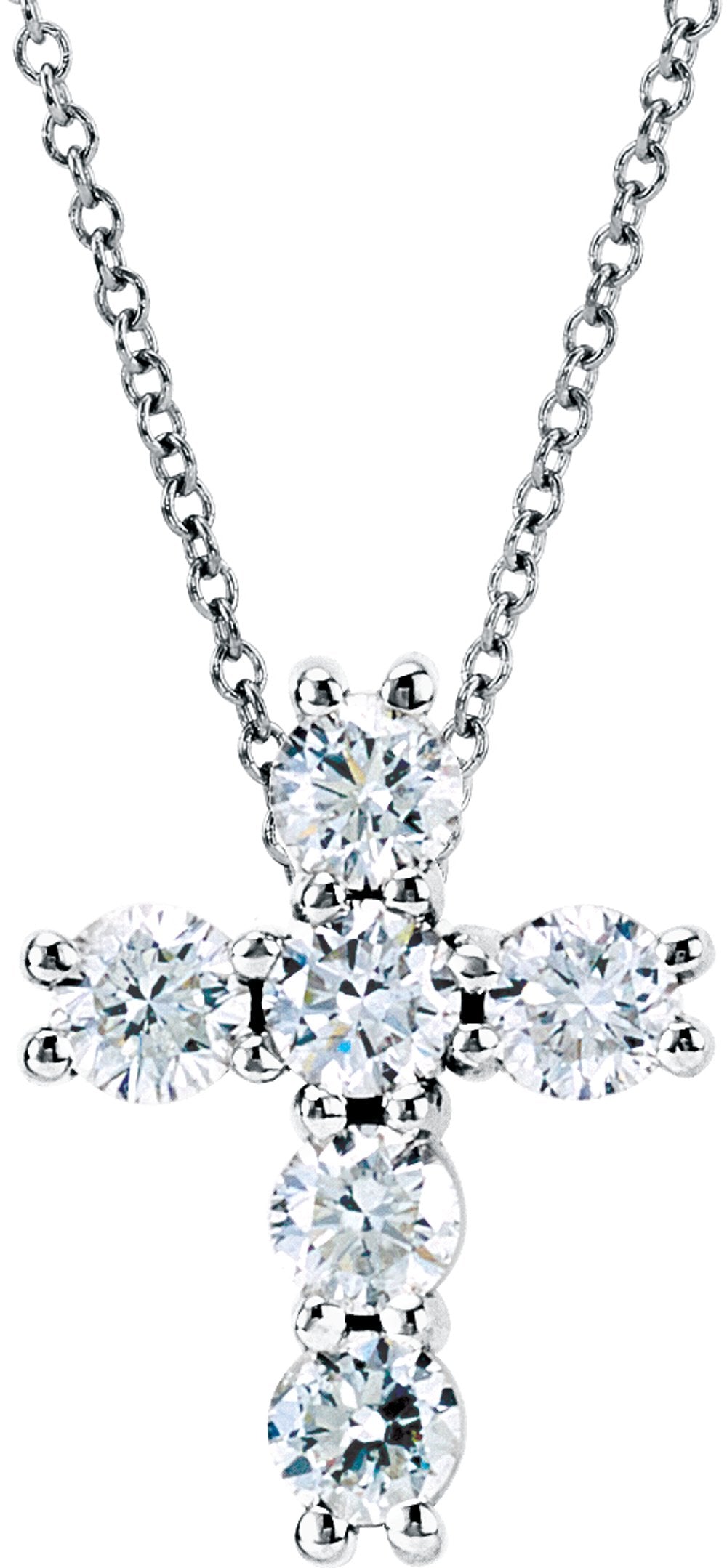 14K White 1/4 CTW Lab-Grown Diamond Cross 18" Necklace