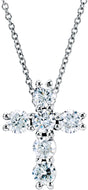 14K White 1/4 CTW Lab-Grown Diamond Cross 18" Necklace